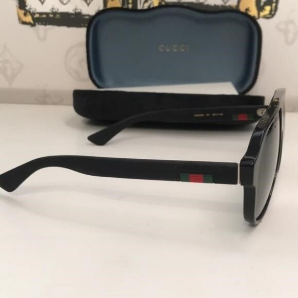 Authentic ✨ Brand New Gucci GG0009S 001 Pilot Sunglasses – Shiny Black Frame wit - Picture 7 of 11